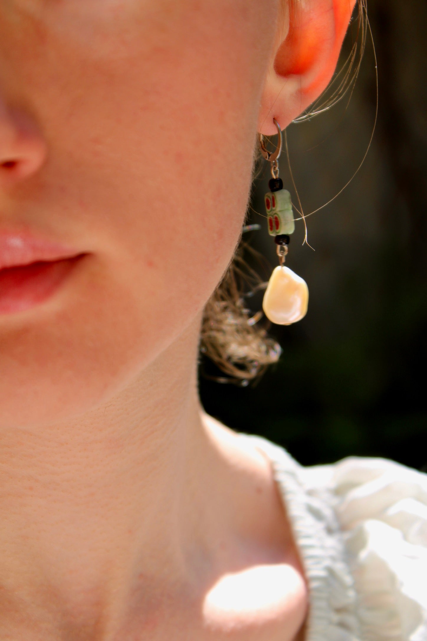 Coral Pearl Glass Earrings