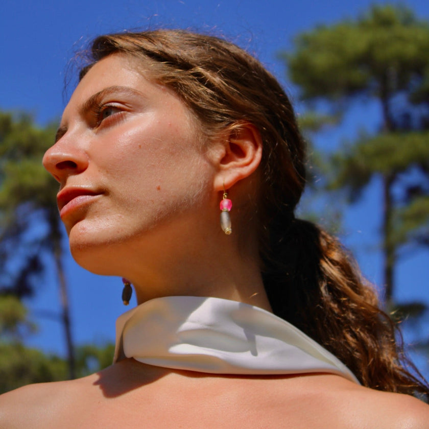 Sakura Moon - Glass Earrings