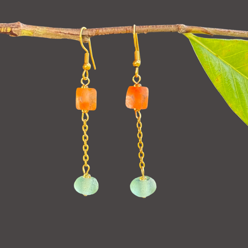 Yuzu Mint - Glass Earrings
