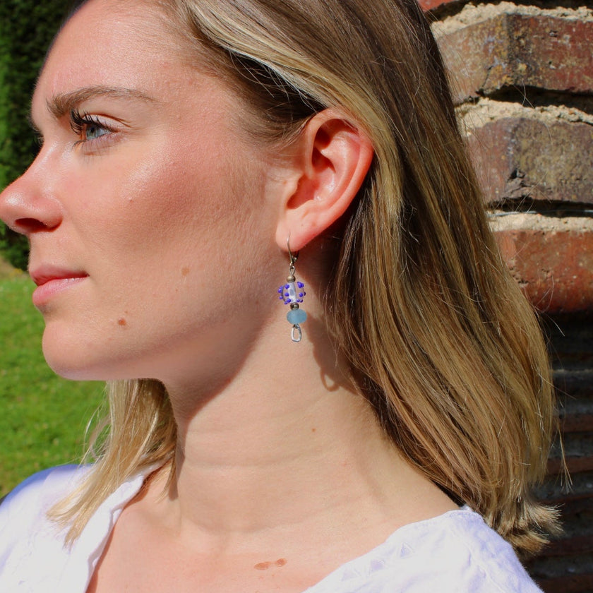 Lune Bleue - Glass Earrings