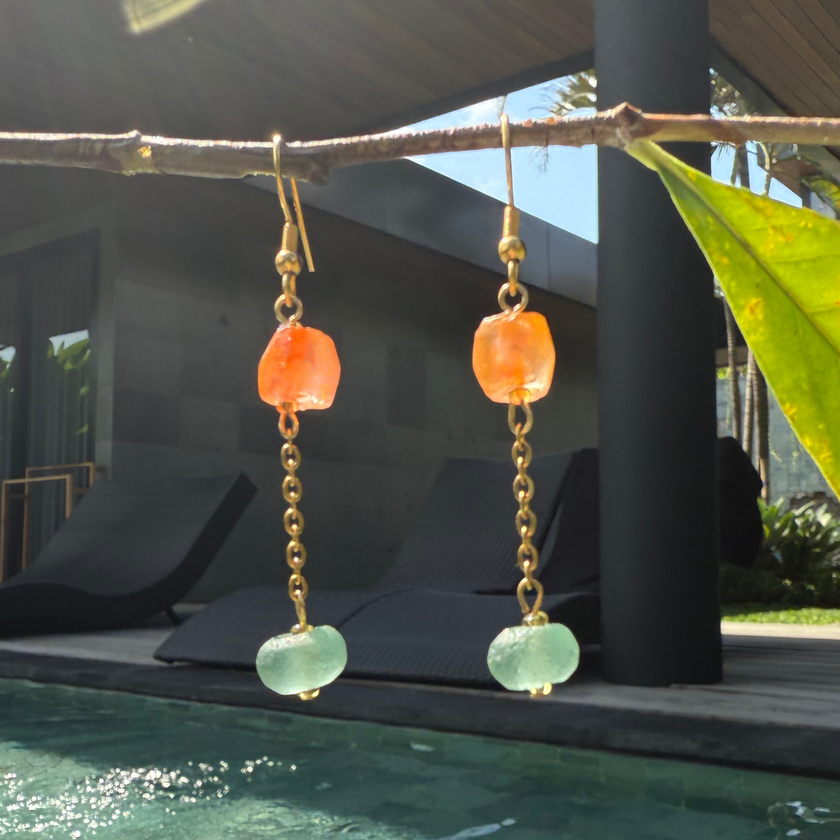 Yuzu Mint - Glass Earrings