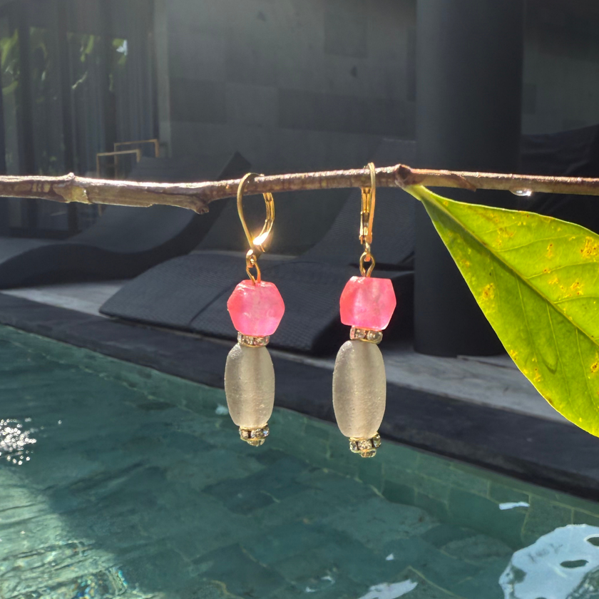 Sakura Moon - Glass Earrings